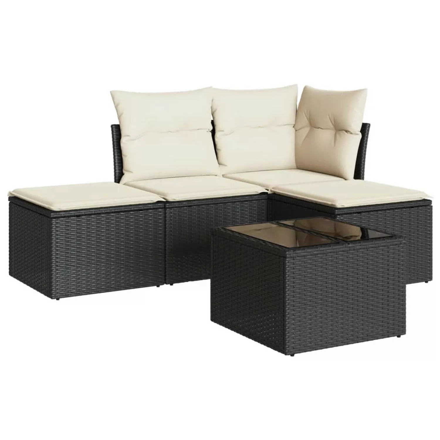 vidaXL 5-tlg Garten-Sofagarnitur mit Kissen Schwarz Poly Rattan Modell 23 günstig online kaufen