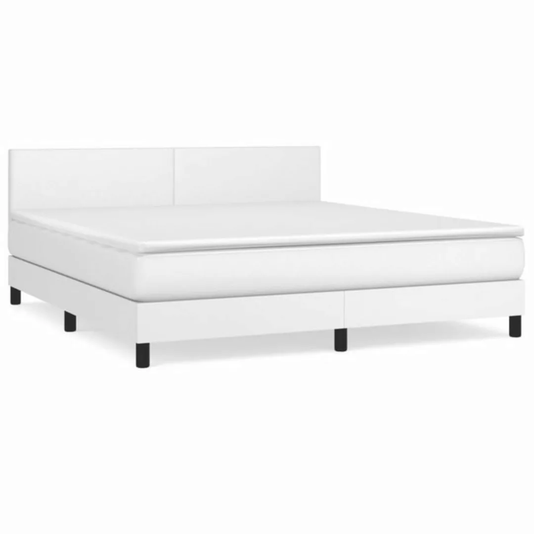 vidaXL Boxspringbett mit Matratze Weiß 160x200 cm Kunstleder1389726 günstig online kaufen