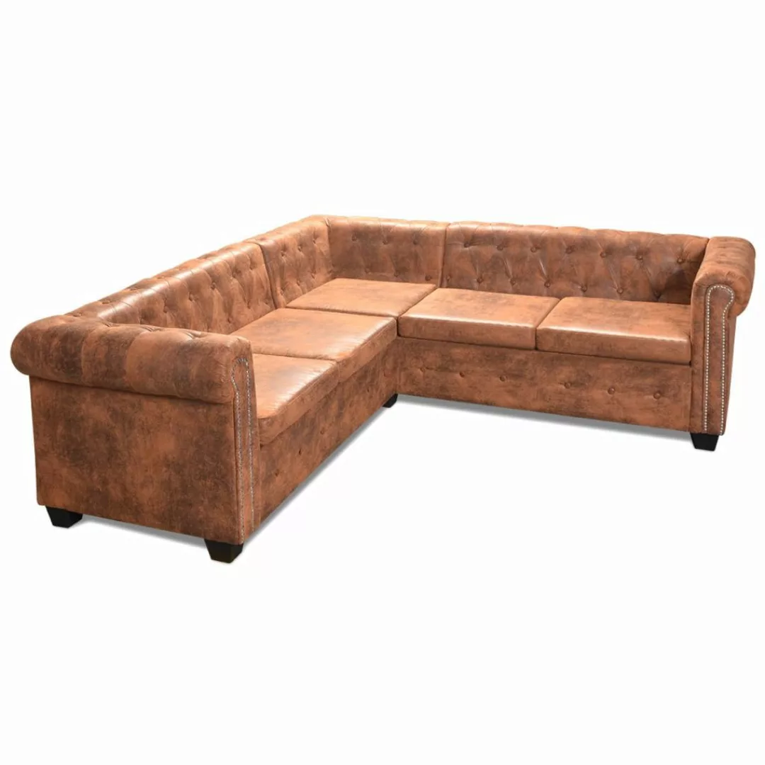 Chesterfield Sofa 5-sitzer Kunstleder Braun günstig online kaufen