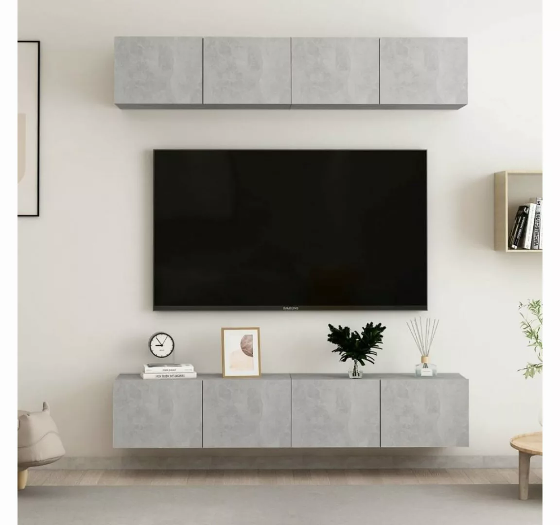 furnicato TV-Schrank TV-Schränke 4 Stk. Betongrau 80x30x30 cm Holzwerkstoff günstig online kaufen