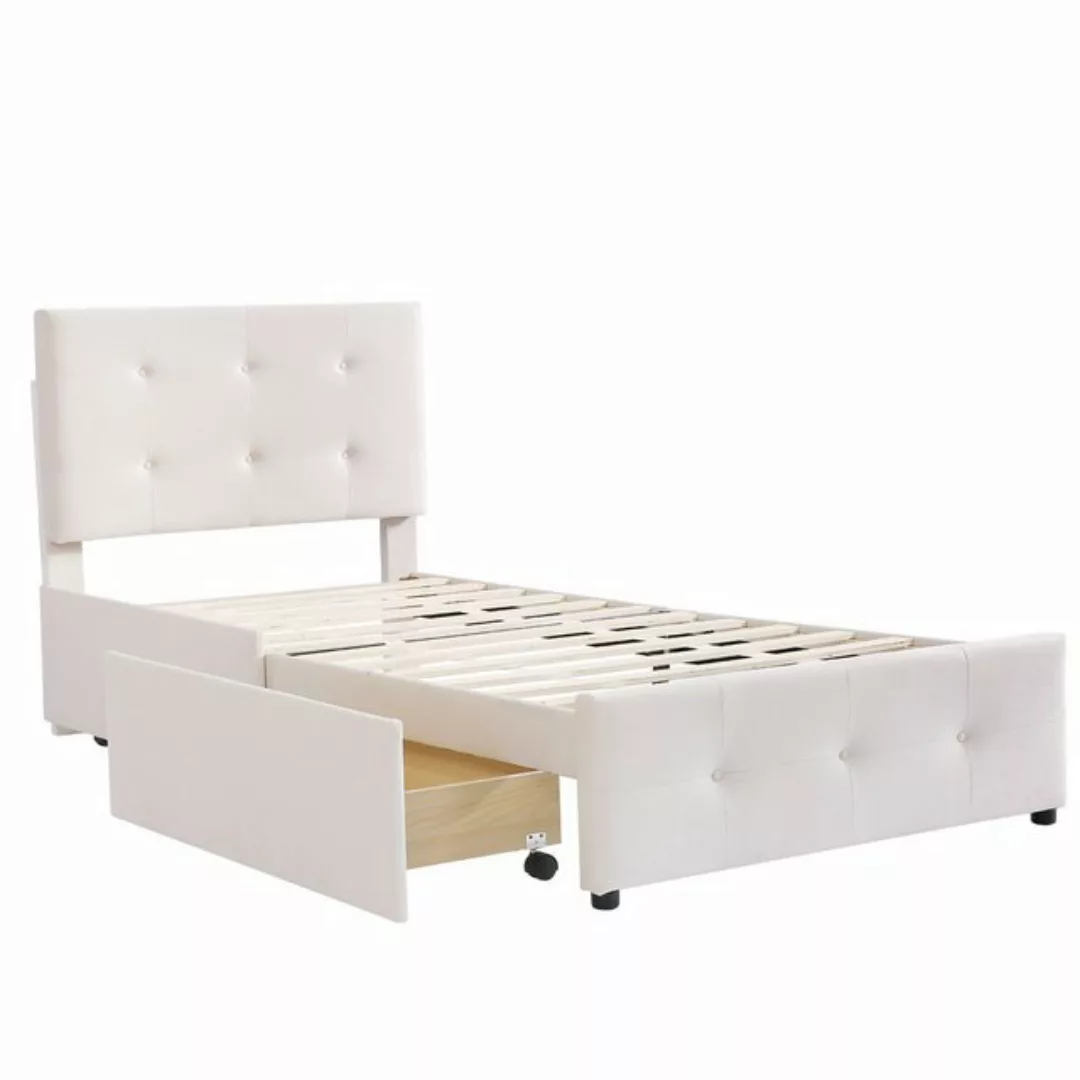 Welikera Polsterbett Polsterbett 90x200cm Bett mit Lattenrost,Rückenlehne,2 günstig online kaufen
