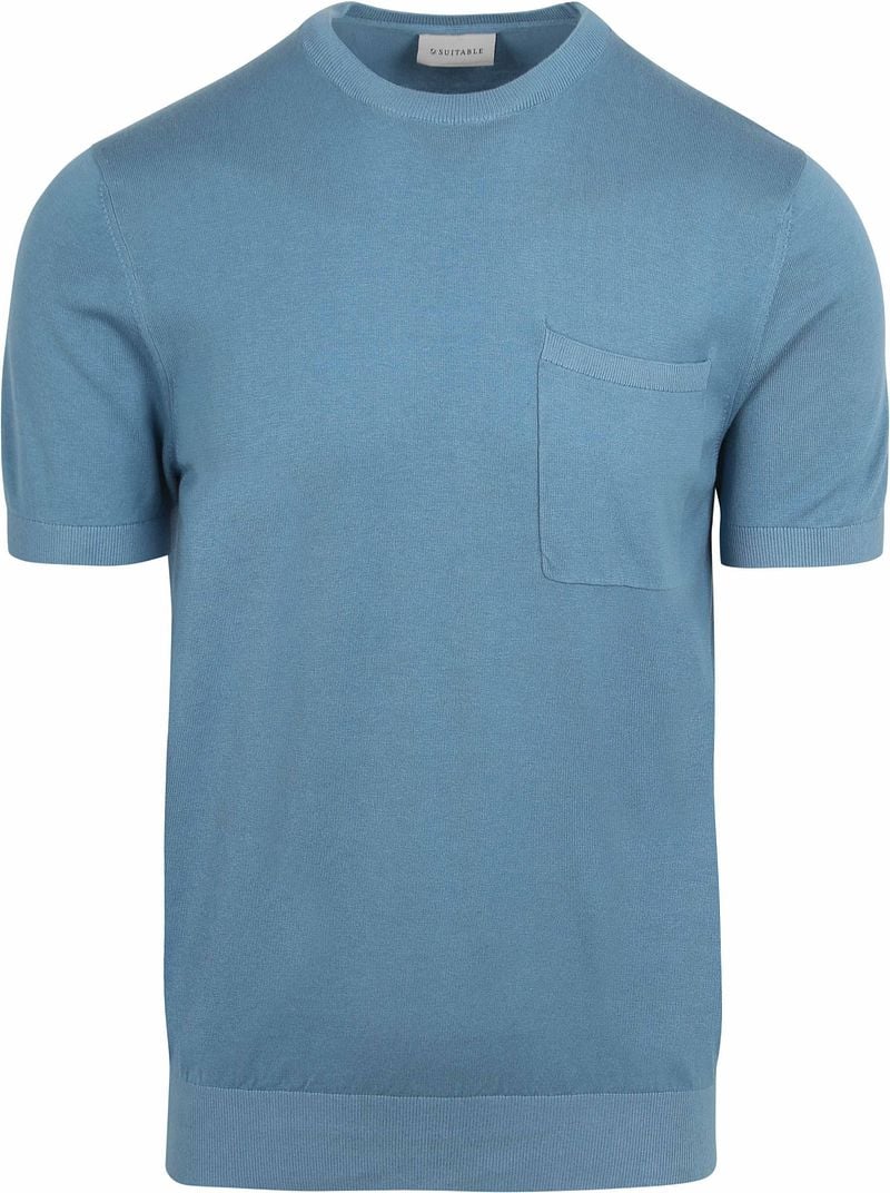 Suitable Knitted T-shirt Pocket Compact Blau - Größe M günstig online kaufen