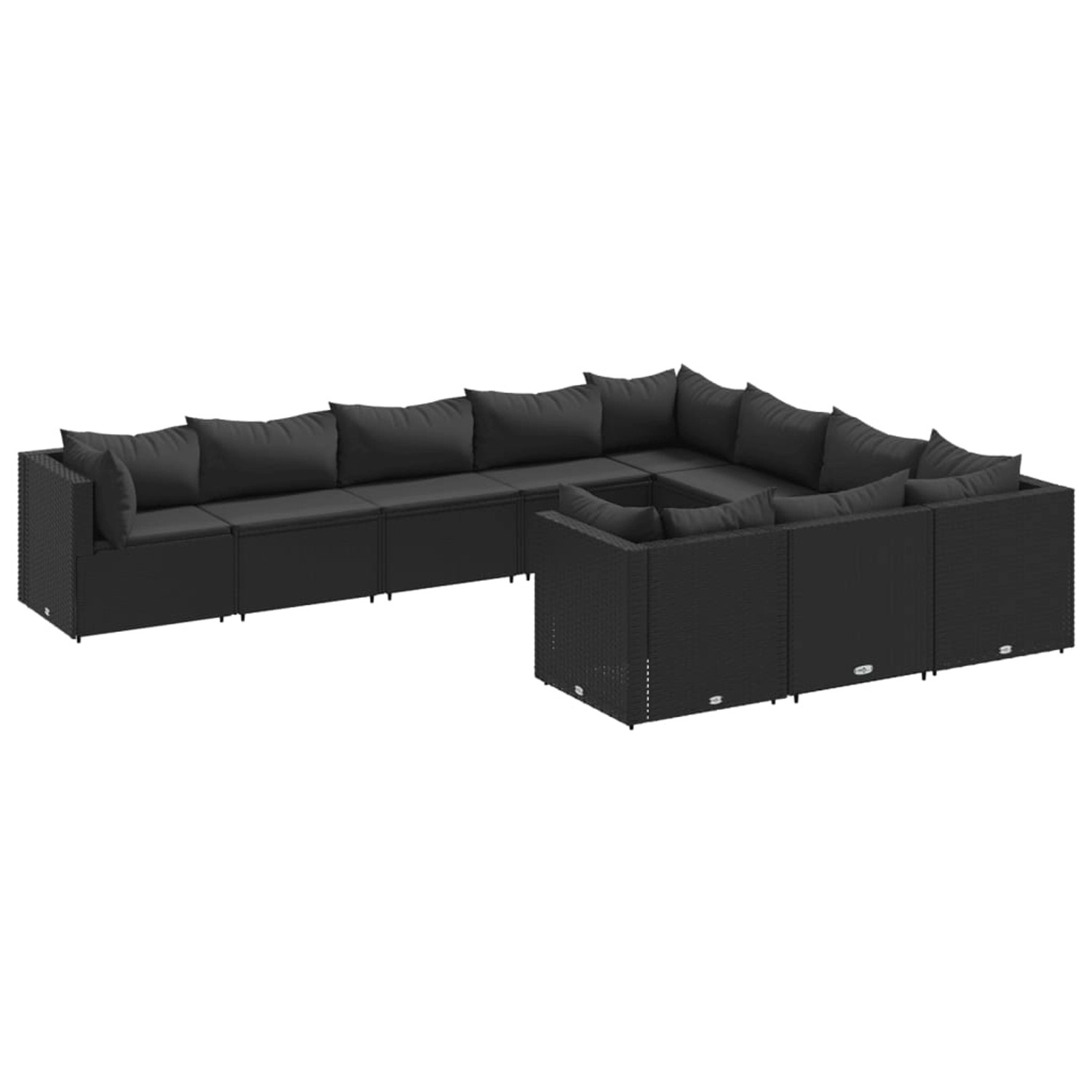 vidaXL 10-tlg Garten-Sofagarnitur mit Kissen Schwarz Poly Rattan Modell 146 günstig online kaufen