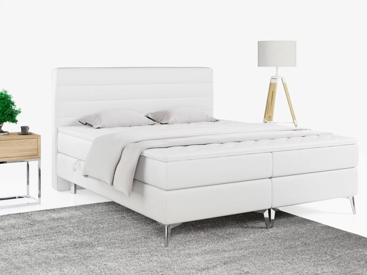 MKS MÖBEL Boxspringbett EKORE, Doppelbett mit Multipocket-Matratze, Polster günstig online kaufen