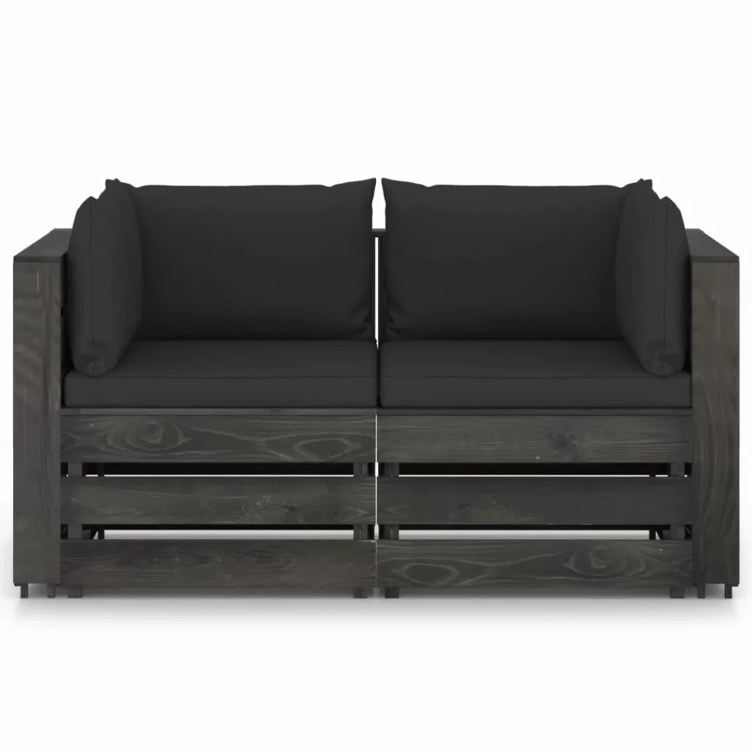 2-sitzer-gartensofa Mit Kissen Grau Imprägniertes Holz günstig online kaufen