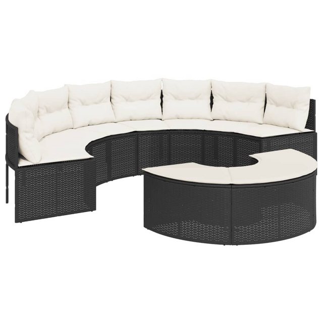 vidaXL Loungesofa 2-tlg. Garten-Sofagarnitur Halbrund Schwarz Poly-Rattan günstig online kaufen