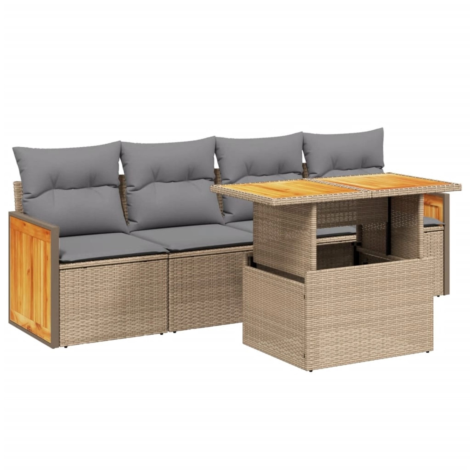 vidaXL 5-tlg Garten-Sofagarnitur mit Kissen Beige Poly Rattan Modell 207 günstig online kaufen