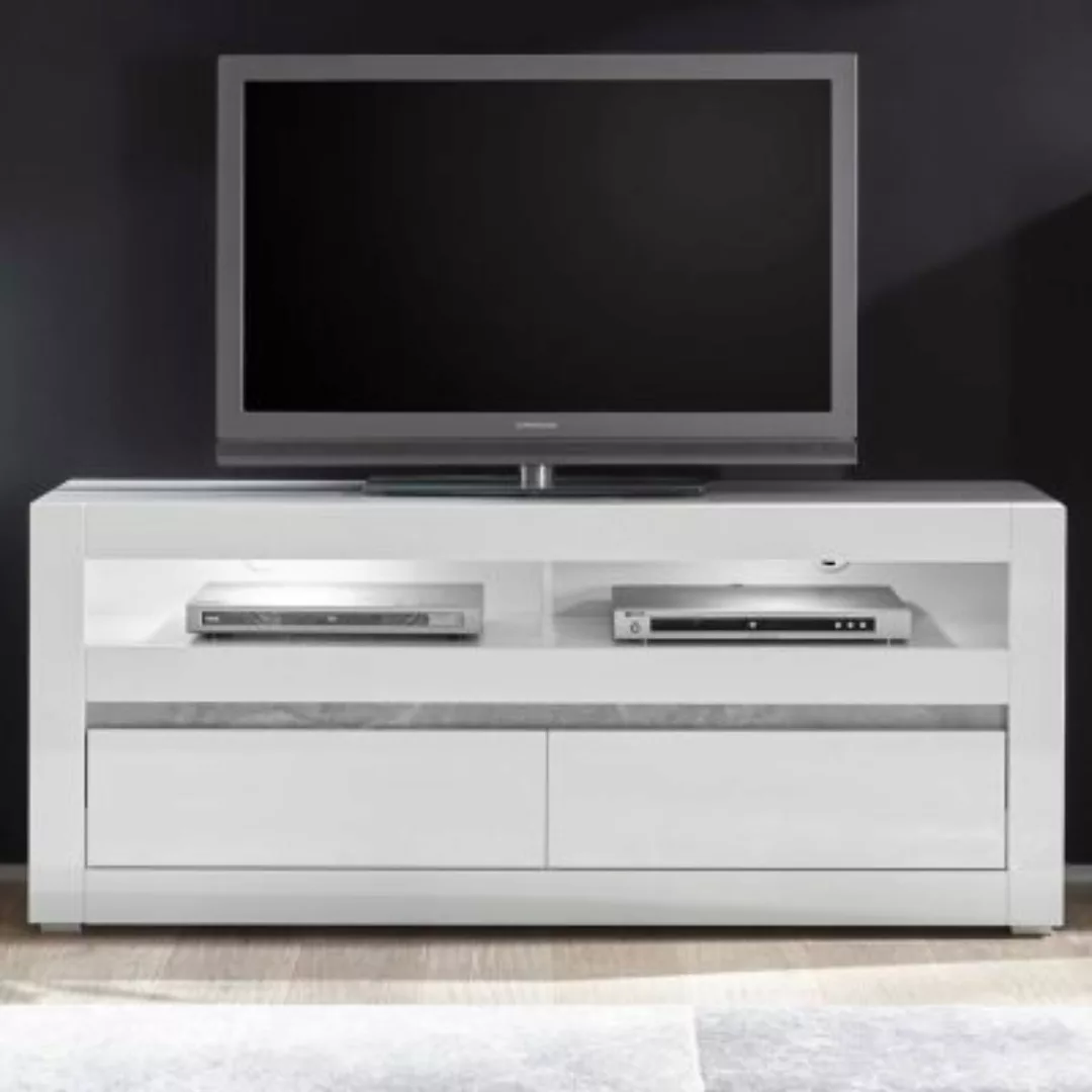 Lomadox Modernes TV-Lowboard COGO-61 in weiß Hochglanz inkl. LED und Griffm günstig online kaufen