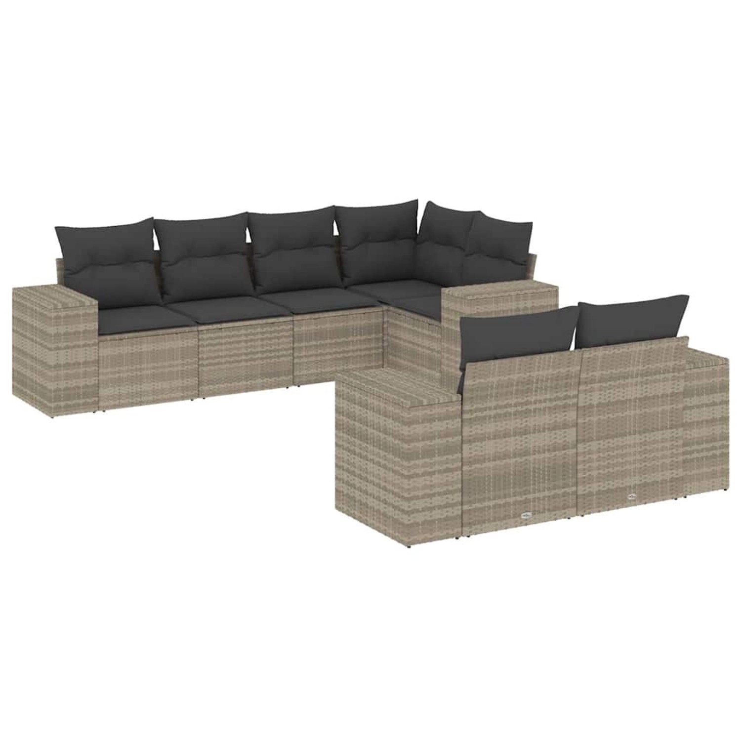 vidaXL 7-Tlg Garten-Sofagarnitur mit Kissen Hellgrau Poly Rattan 3222811 günstig online kaufen