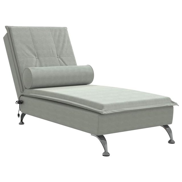 vidaXL Chaiselongue Massage-Chaiselongue mit Nackenrolle Hellgrau Samt, 1 T günstig online kaufen