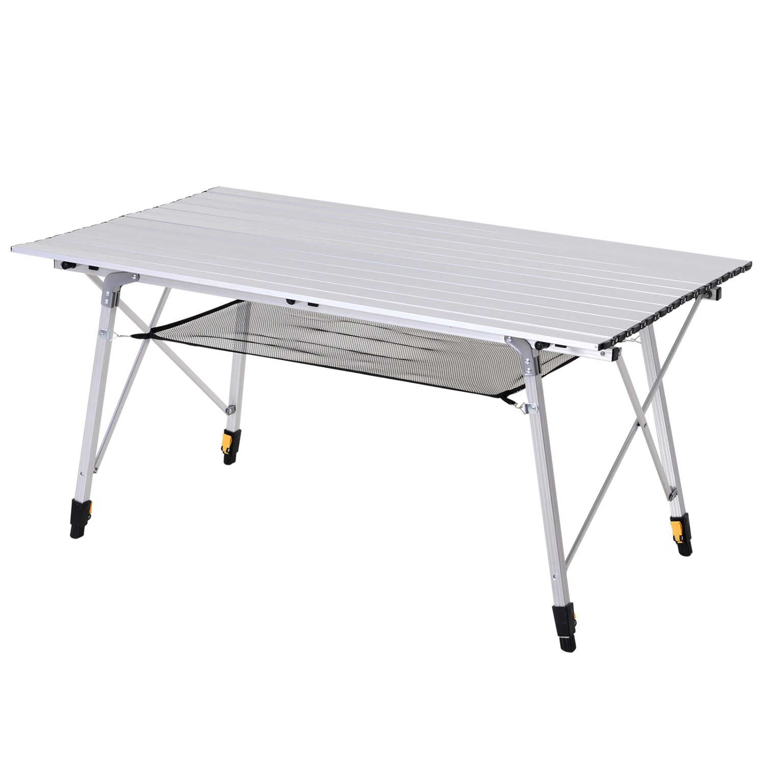 Outsunny Campingtisch Aluminium Netzstoff Silber L120 x B70 x H58-73 cm günstig online kaufen
