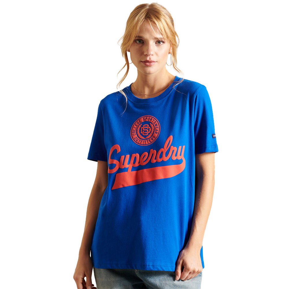 Superdry Script Style Col Kurzarm T-shirt L Pilot Mid Blue günstig online kaufen