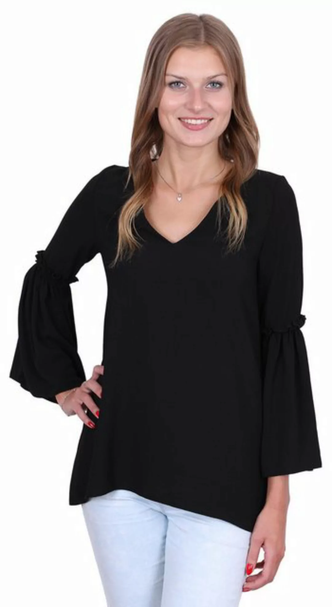 Sarcia.eu Blusentop John Zack elegante schwarze Bluse Schlagärmel S günstig online kaufen