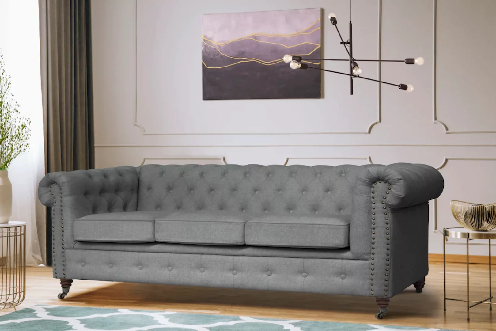 Home affaire Chesterfield-Sofa "Aarburg", aufwändige Knopfheftung und Ziern günstig online kaufen