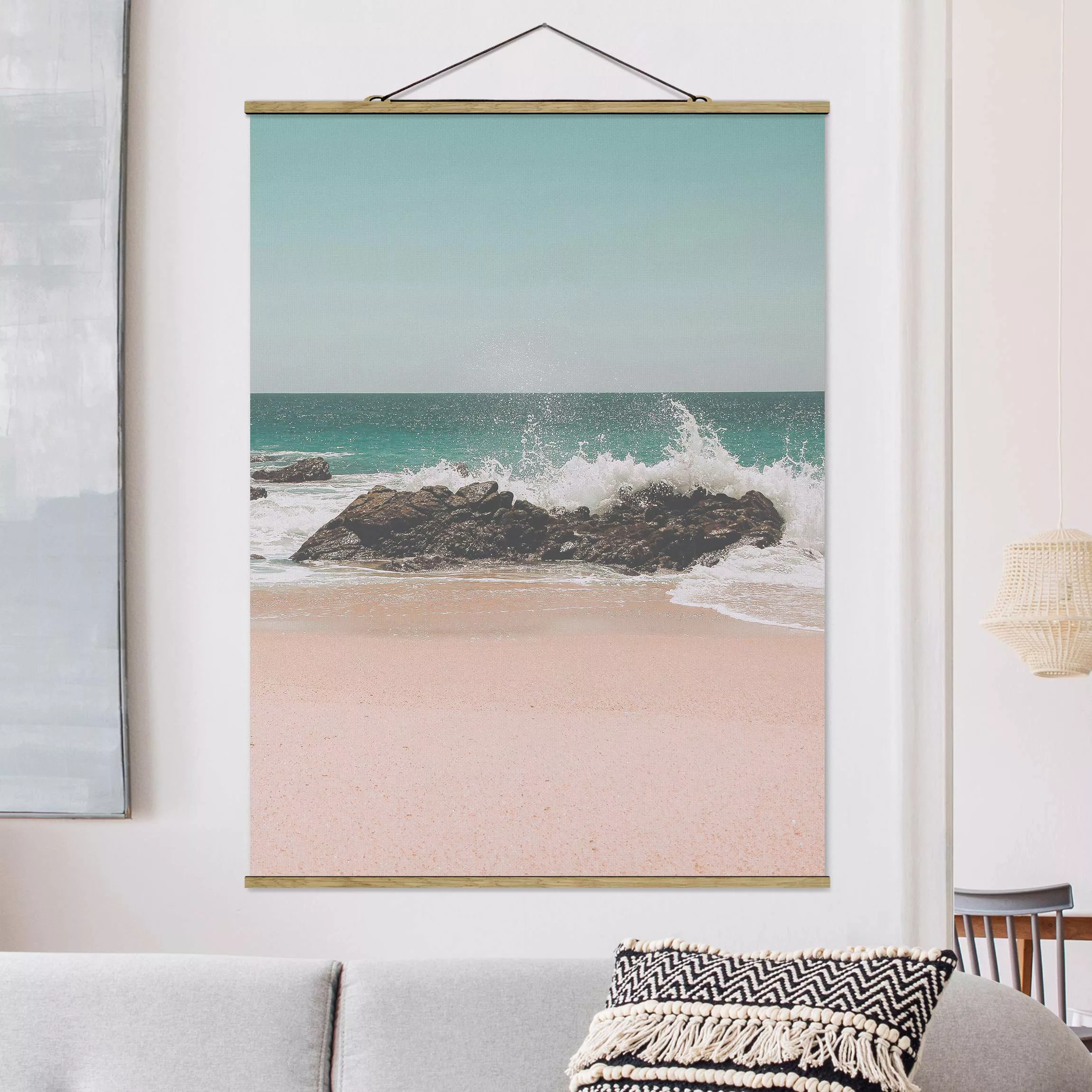 Stoffbild mit Posterleisten Sonniger Strand Mexico günstig online kaufen