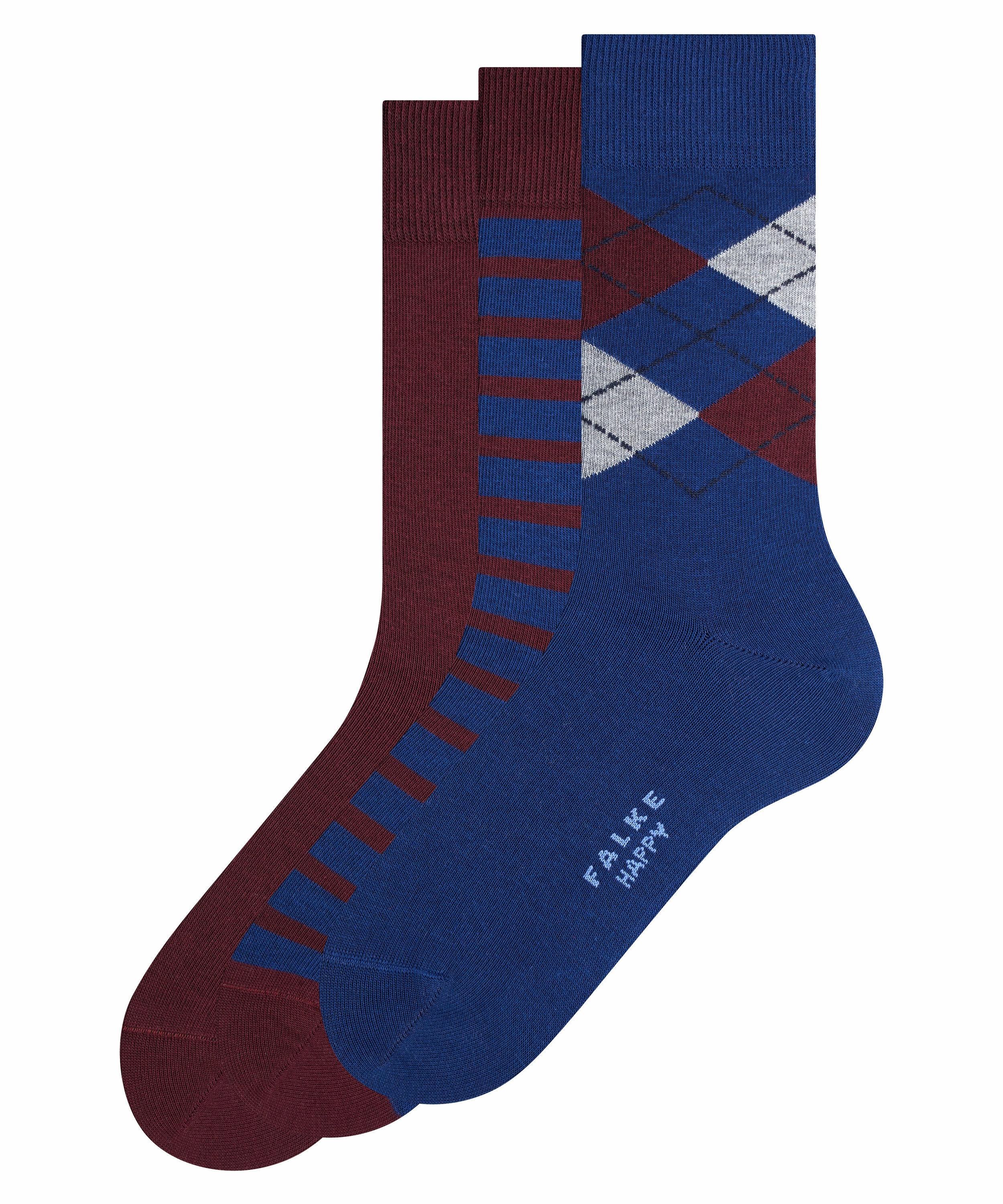 FALKE Happy Box 3-Pack Herren Socken, 43-46, Mehrfarbig, AnderesMuster, Bau günstig online kaufen