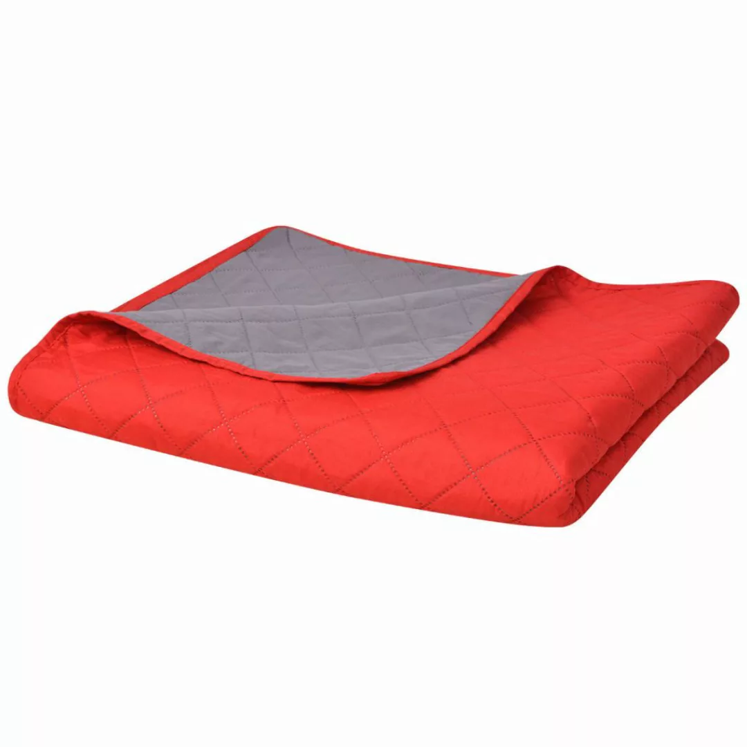 Zweiseitige Steppdecke Tagesdecke Rot/grau 220x240cm günstig online kaufen