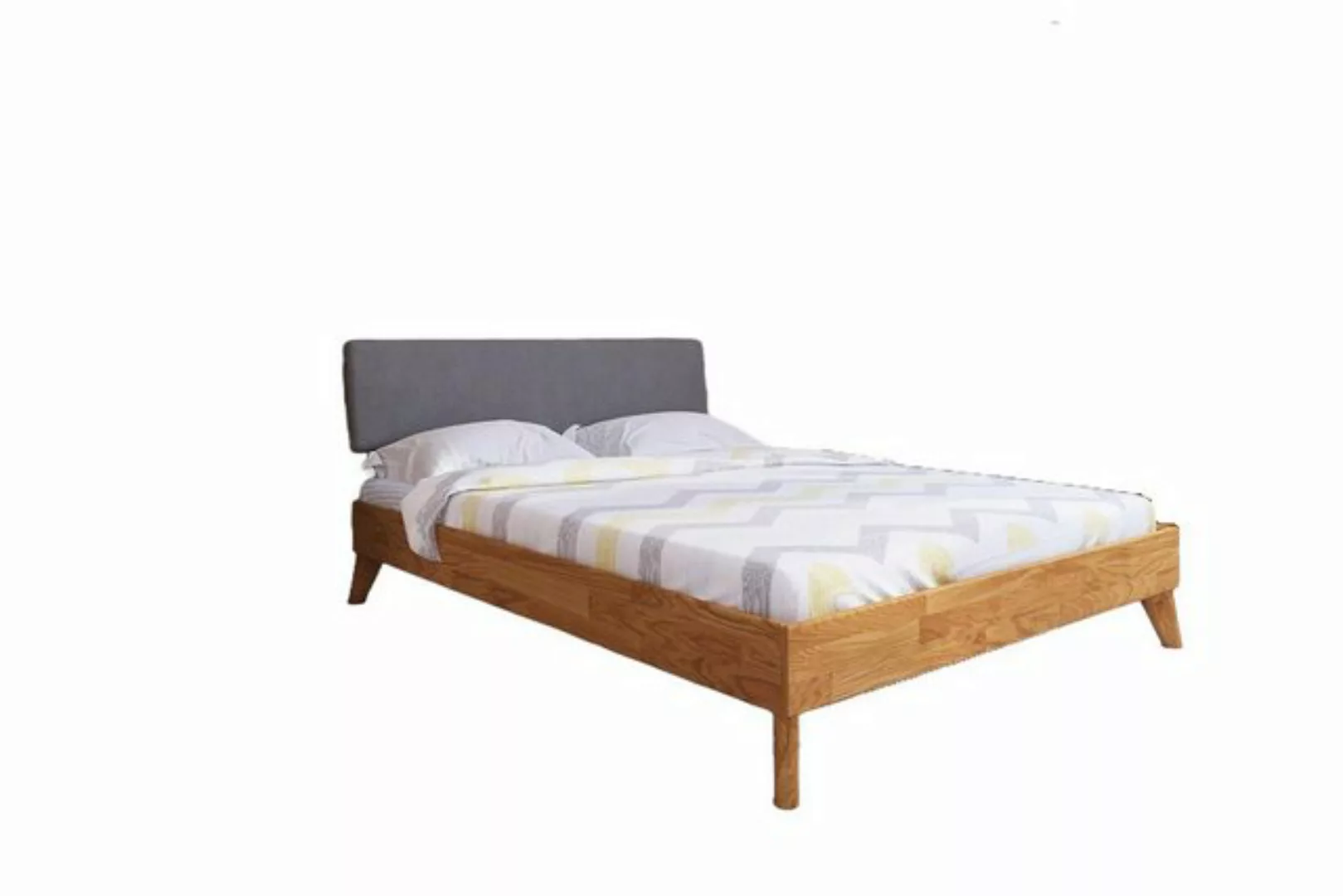 Natur24 Einzelbett Bett Gerg 4 Wildeiche 160x200cm mit Polsterkopfteil und günstig online kaufen