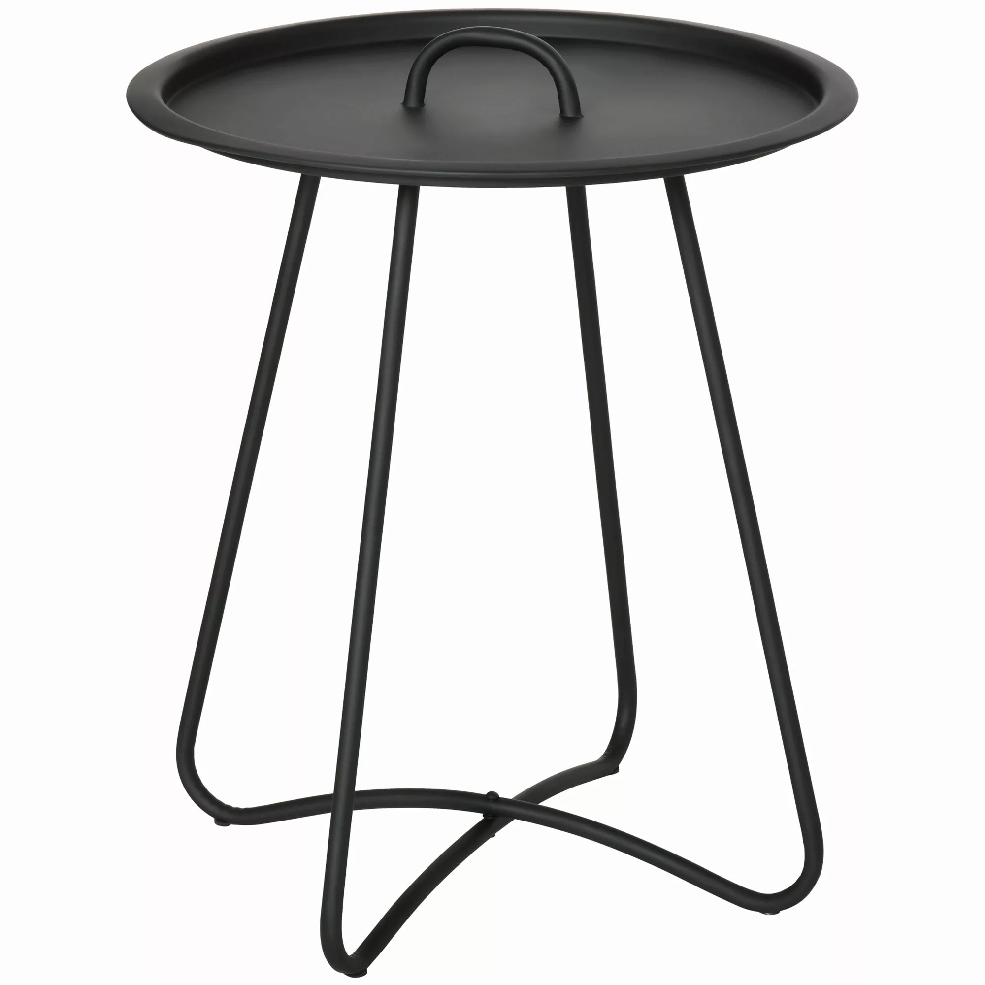 Outsunny Gartentisch, Beistelltisch mit Tragegriff, Metall, Schwarz, Ø46x56 günstig online kaufen