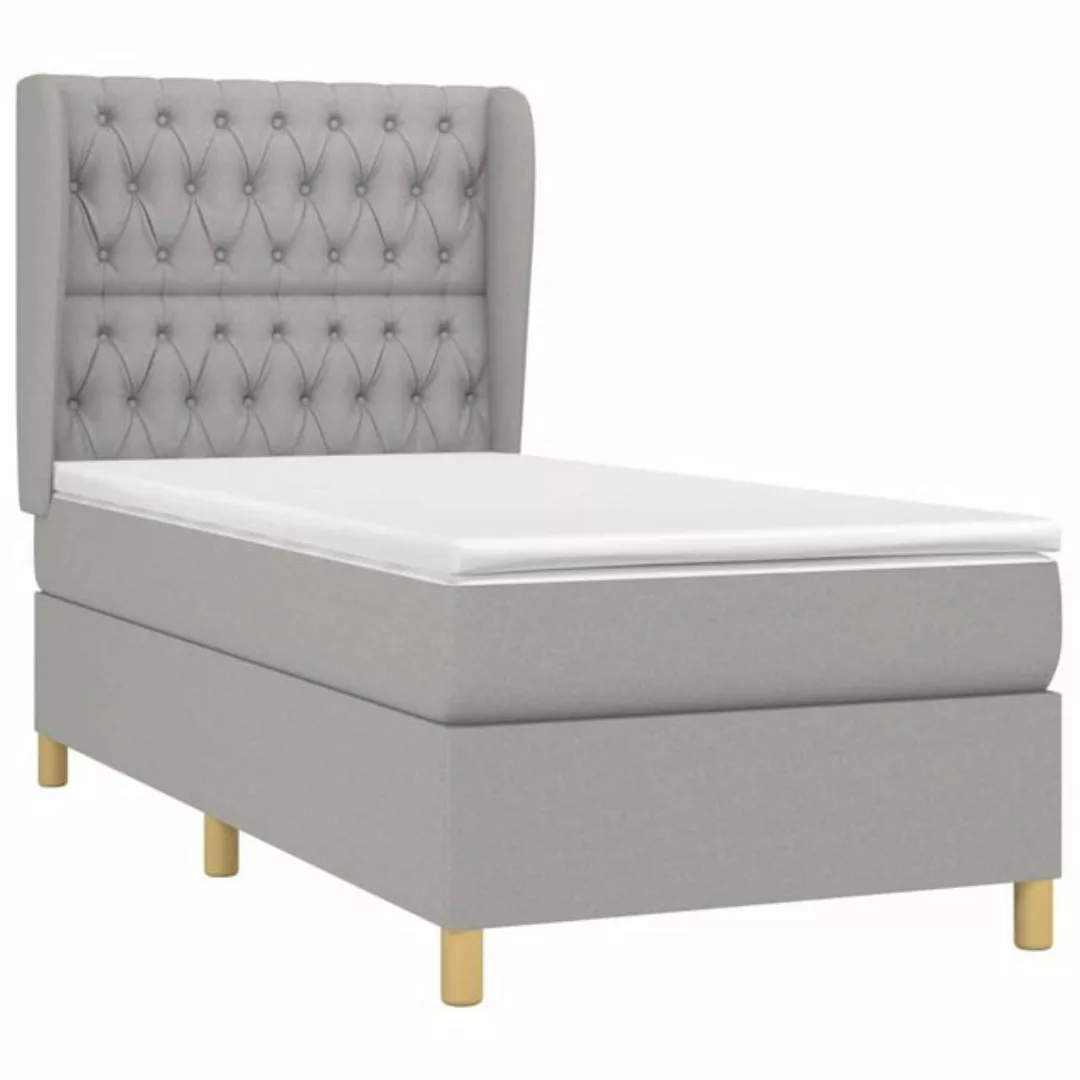 vidaXL Boxspringbett Boxspringbett mit Matratze Hellgrau 100x200 cm Stoff B günstig online kaufen