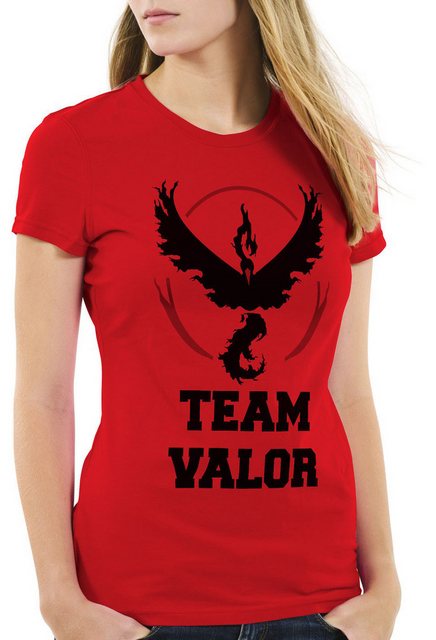 style3 T-Shirt Team Valor pokemon go Rot Red Wagemut arena game go kampf po günstig online kaufen