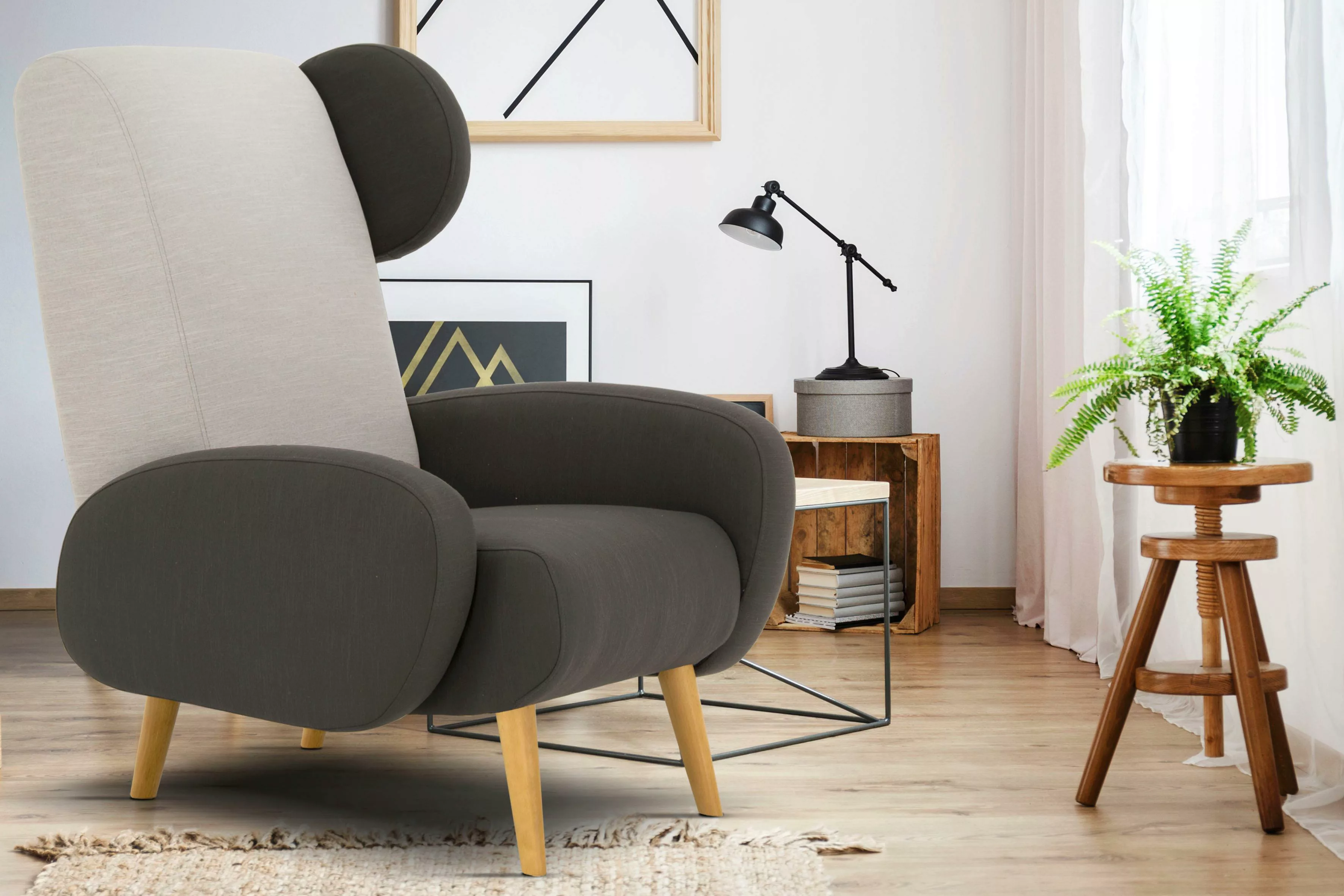 Home affaire Sessel "Gox Ohrensessel", in außergewöhnlicher stylischer Opti günstig online kaufen