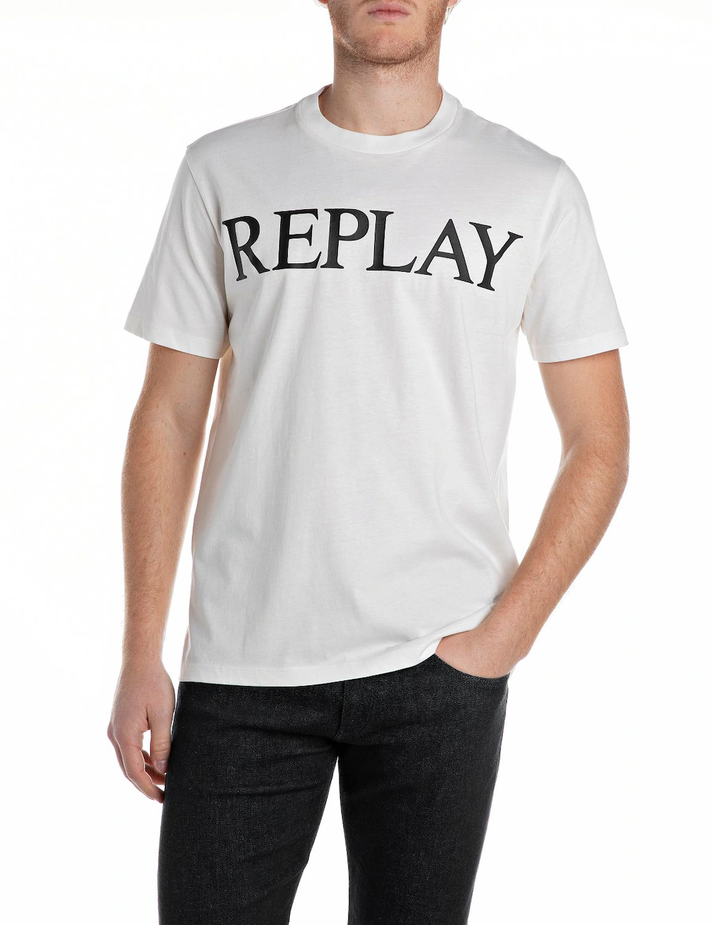 Replay Herren Rundhals T-Shirt BASIC JERSEY BIG 30/1 Regular Fit günstig online kaufen