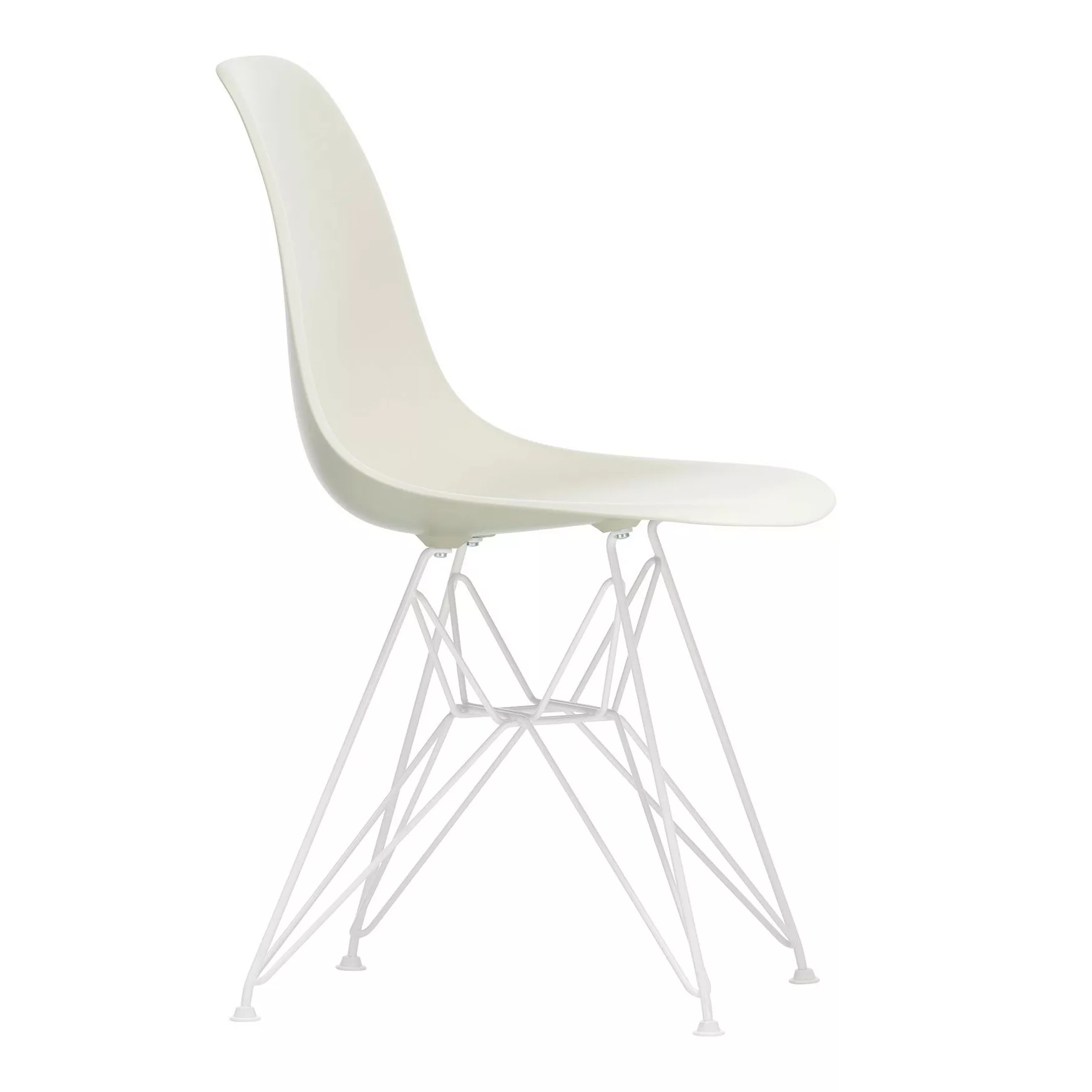 Vitra - Eames Plastic Side Chair DSR Gestell weiß - kieselstein/Sitzschale günstig online kaufen