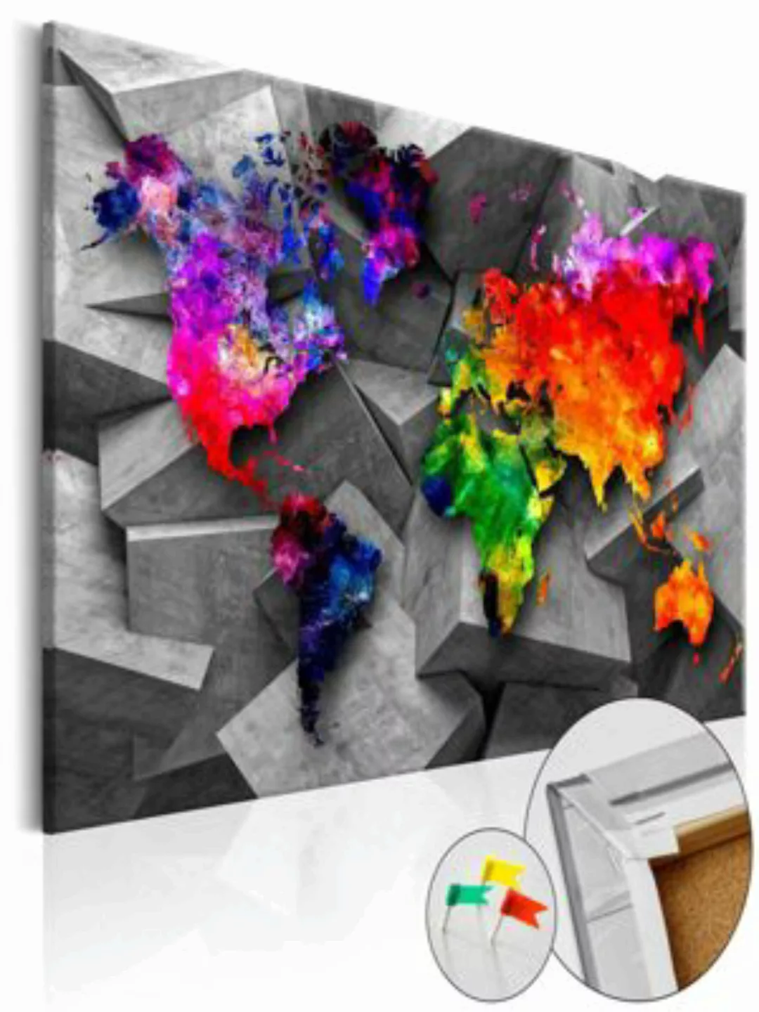 artgeist Pinnwand Bild Cubic World [Cork Map] mehrfarbig Gr. 90 x 60 günstig online kaufen