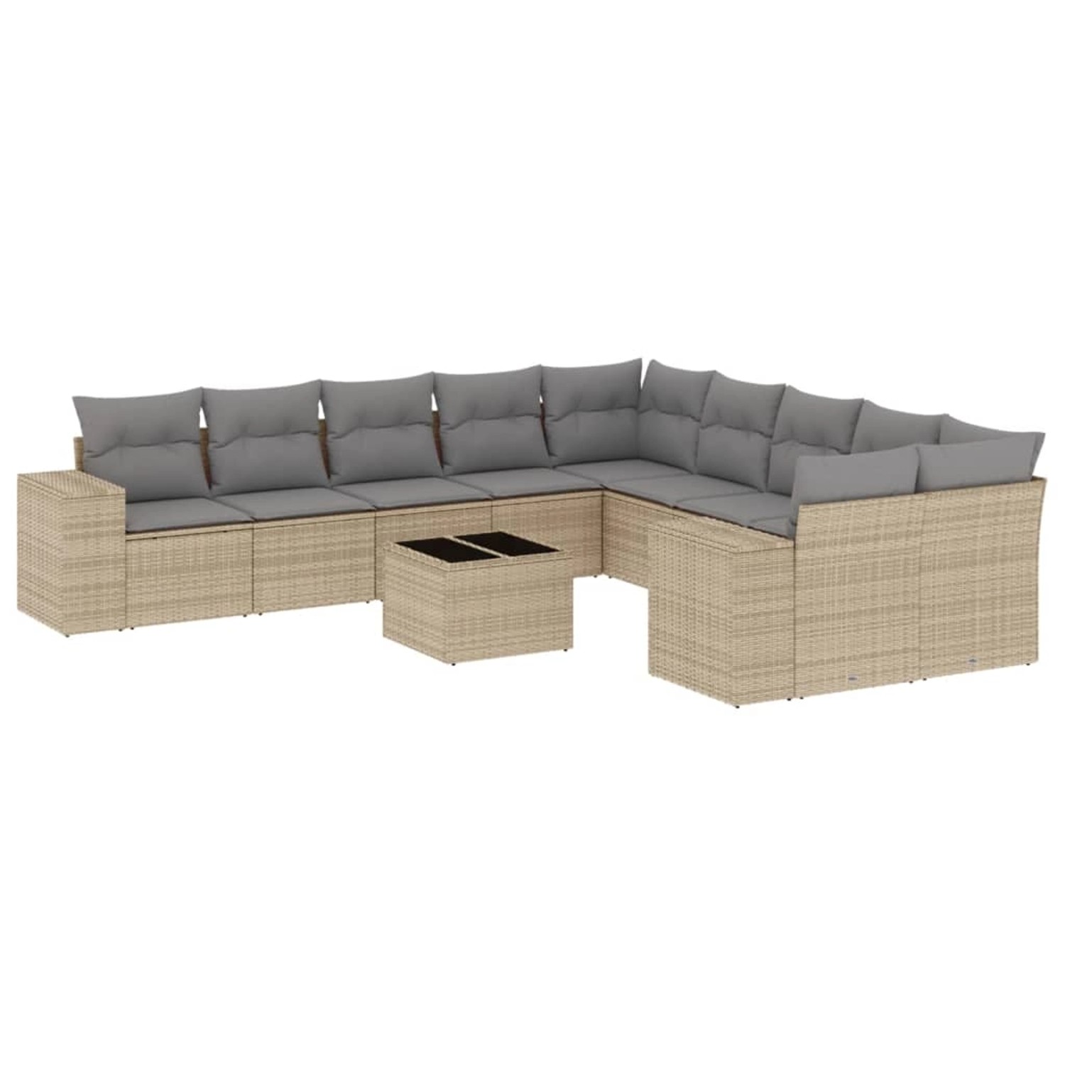 vidaXL 11-Tlg Garten-Sofagarnitur mit Kissen Beige Poly Rattan 3223118 günstig online kaufen