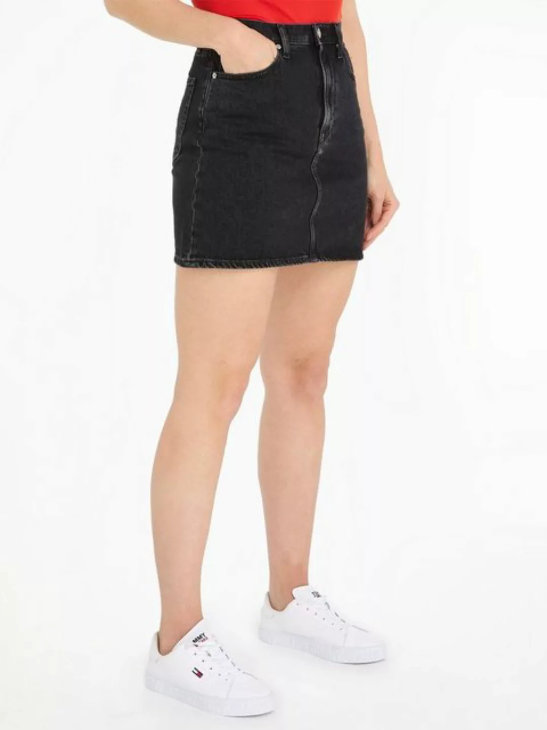 Tommy Jeans Jeansrock MOM UH SKIRT CG4181 Webrock mit Logostickerei günstig online kaufen