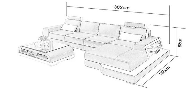 Xlmoebel Ecksofa Neue Ledereckcouch für das Wohnzimmer mit Sitzpolstern und günstig online kaufen