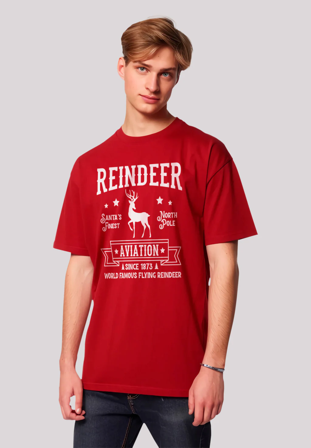 F4NT4STIC T-Shirt "Reindeer Aviation Retro Weihnachts Sign", Premium Qualit günstig online kaufen