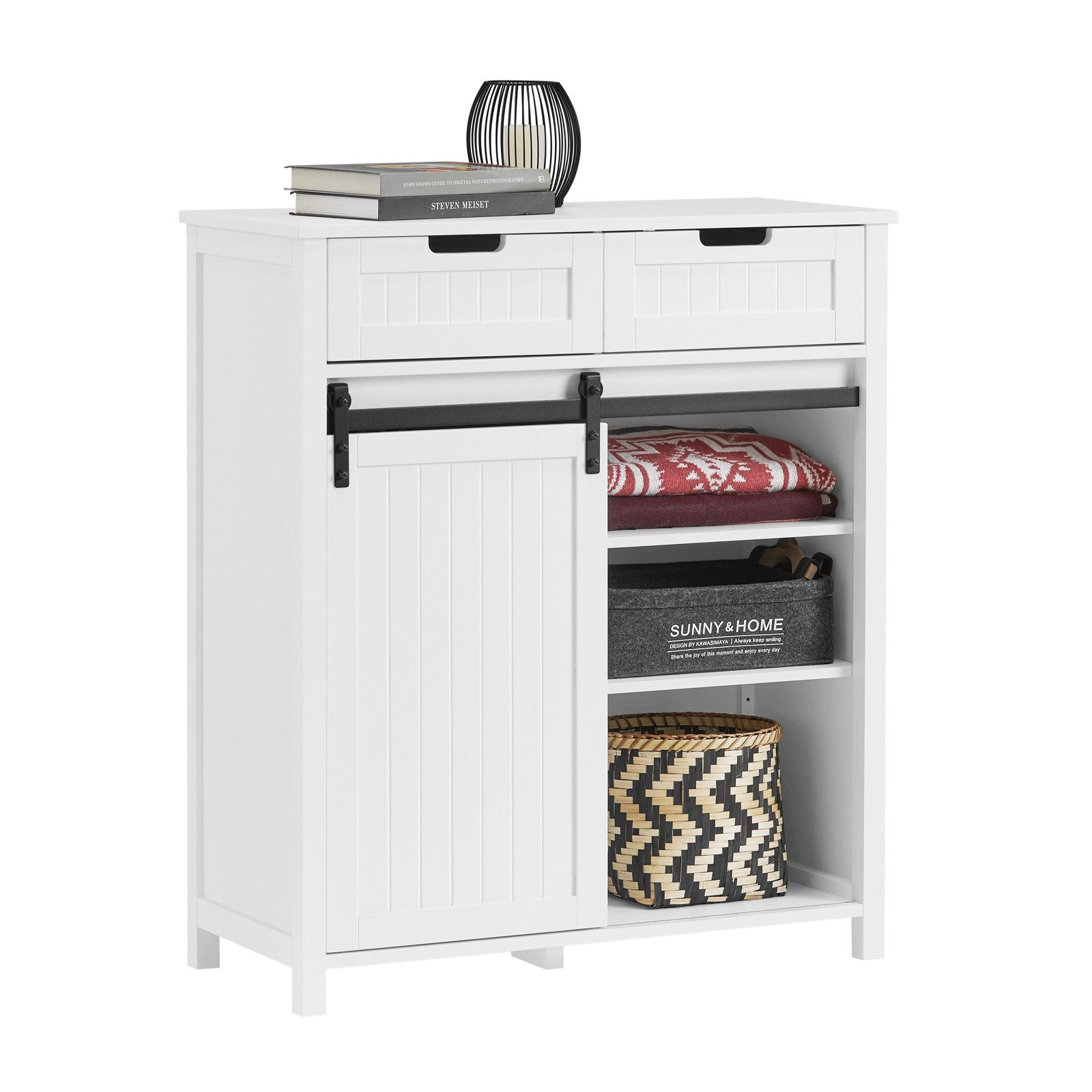 SoBuy Küchenschrank Sideboard mit Schiebetür Buffet Kommode Weiß FSB74-K-W günstig online kaufen