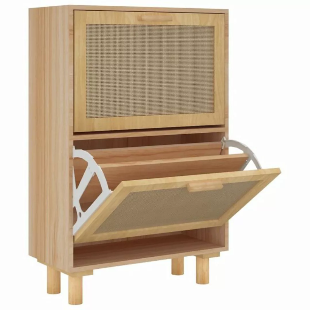 furnicato Schuhschrank Braun 52x25x80 cm Holzwerkstoff & Rattan Natur (1-St günstig online kaufen