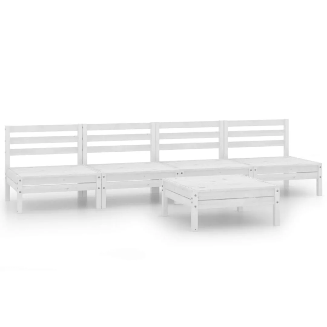 5-tlg. Garten-lounge-set Weiß Kiefer Massivholz günstig online kaufen