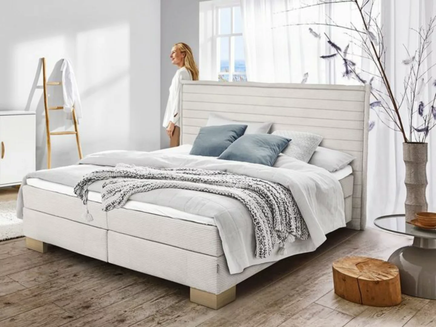 SANSIBAR Living Boxspringbett Boxspringbett SANSIBAR LANGEOOG ivory Box-Spr günstig online kaufen