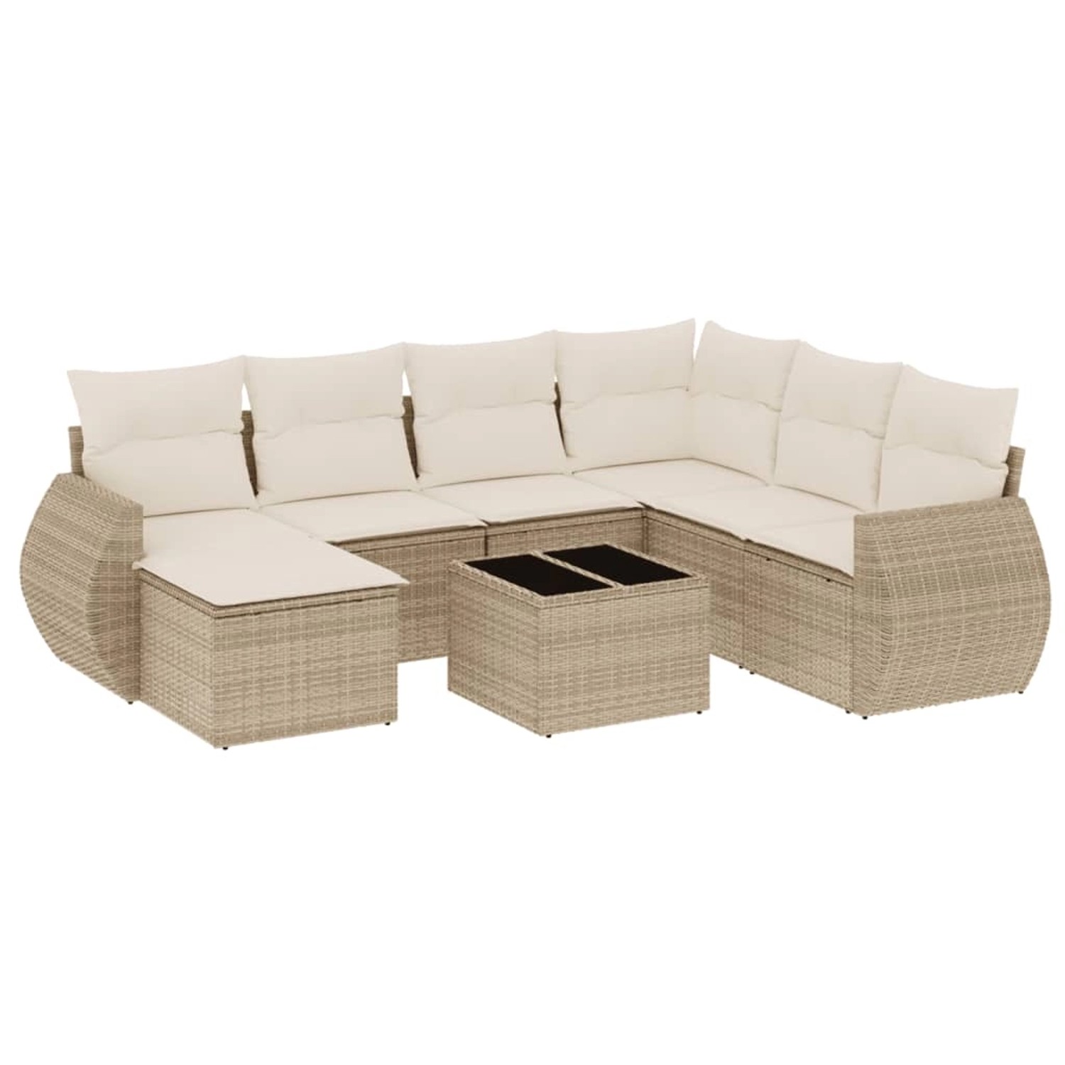 vidaXL 8-Tlg Garten-Sofagarnitur mit Kissen Beige Poly Rattan 3254045 günstig online kaufen