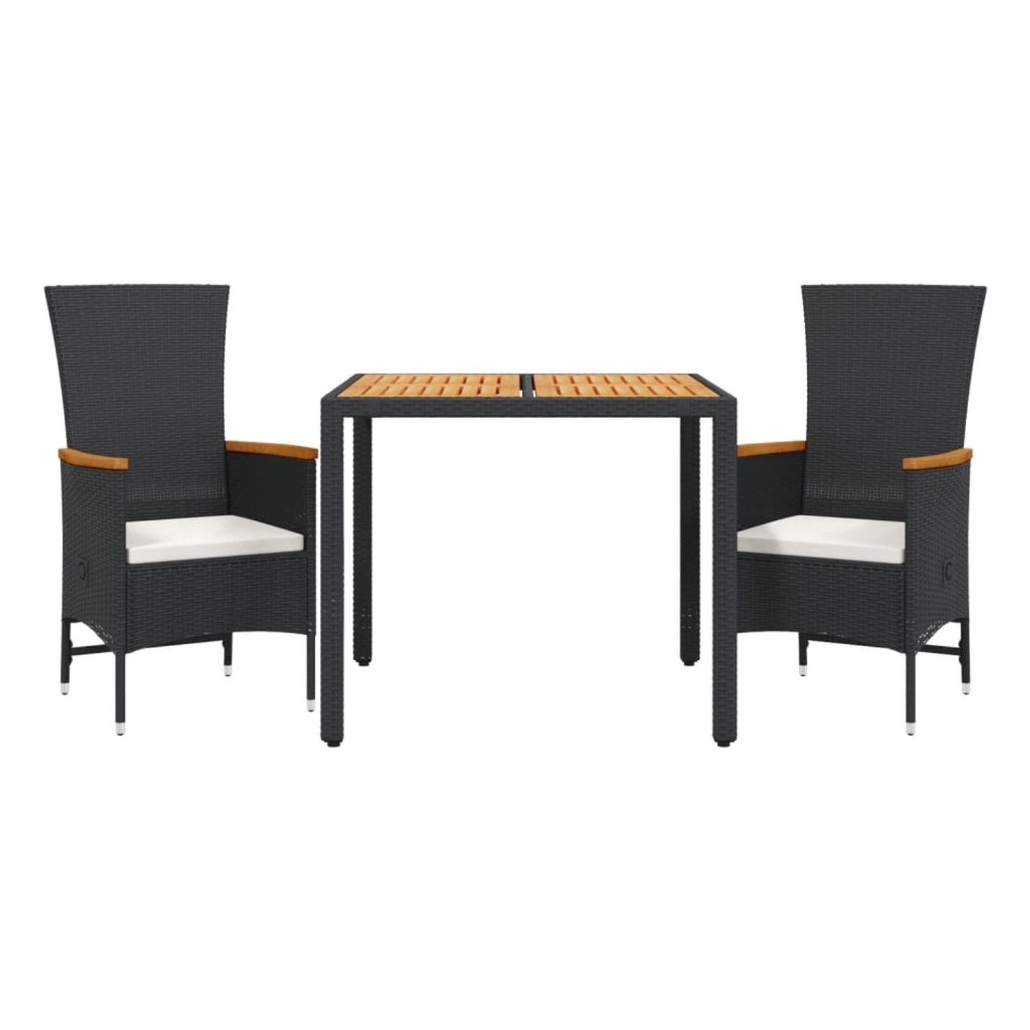 vidaXL 3-Tlg Garten-Essgruppe mit Kissen Schwarz Poly Rattan 3277501 günstig online kaufen