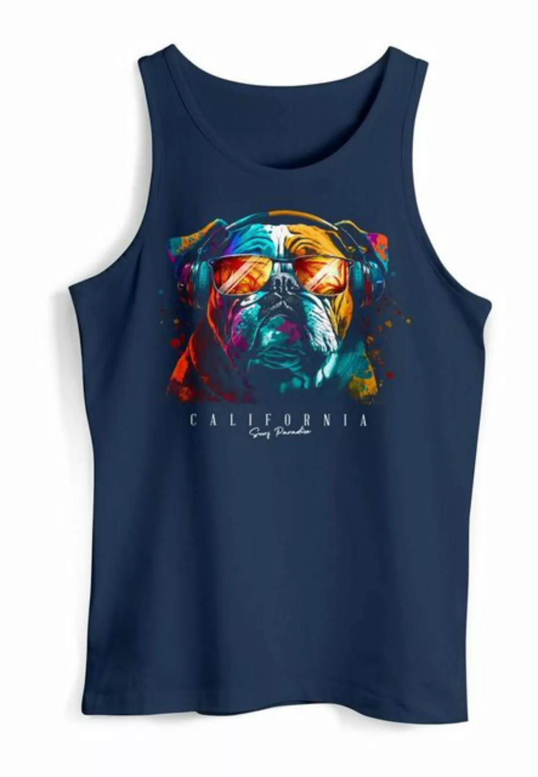 Neverless Tanktop Herren Tank-Top Print California Bulldog Musik Kunst Moti günstig online kaufen