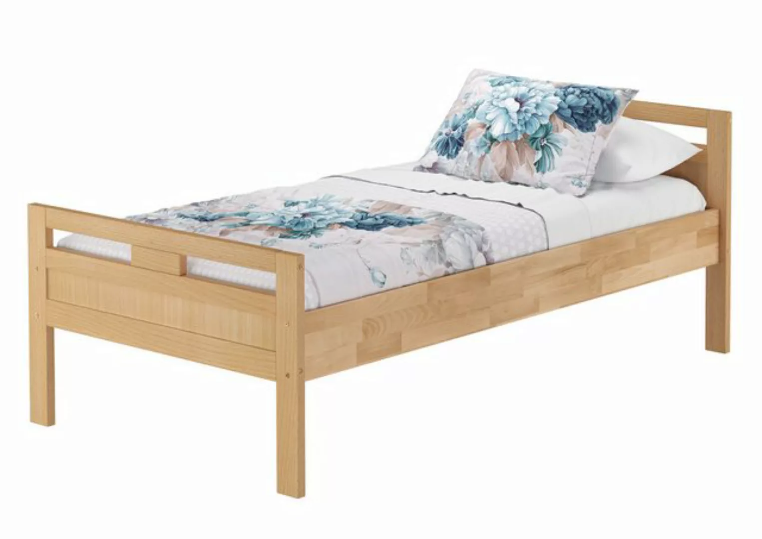 ERST-HOLZ Bett Einzelbett Echtholz Seniorenbett Buche massiv 100x220, Buche günstig online kaufen