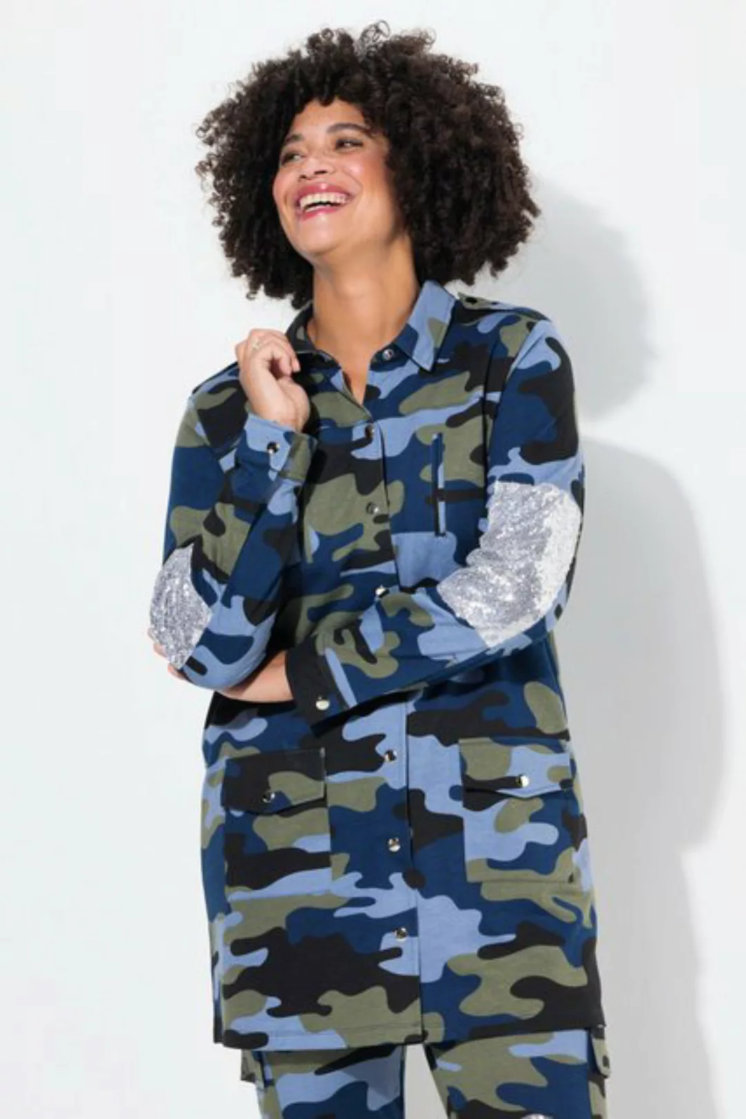 Angel of Style Sweatjacke Sweat-Hemd Camouflage Pailletten-Patches günstig online kaufen