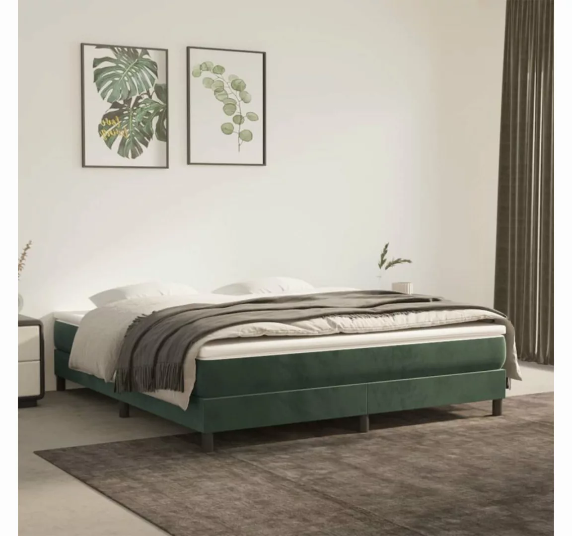 furnicato Bett Boxspringbett Dunkelgrün 180x200 cm Samt günstig online kaufen