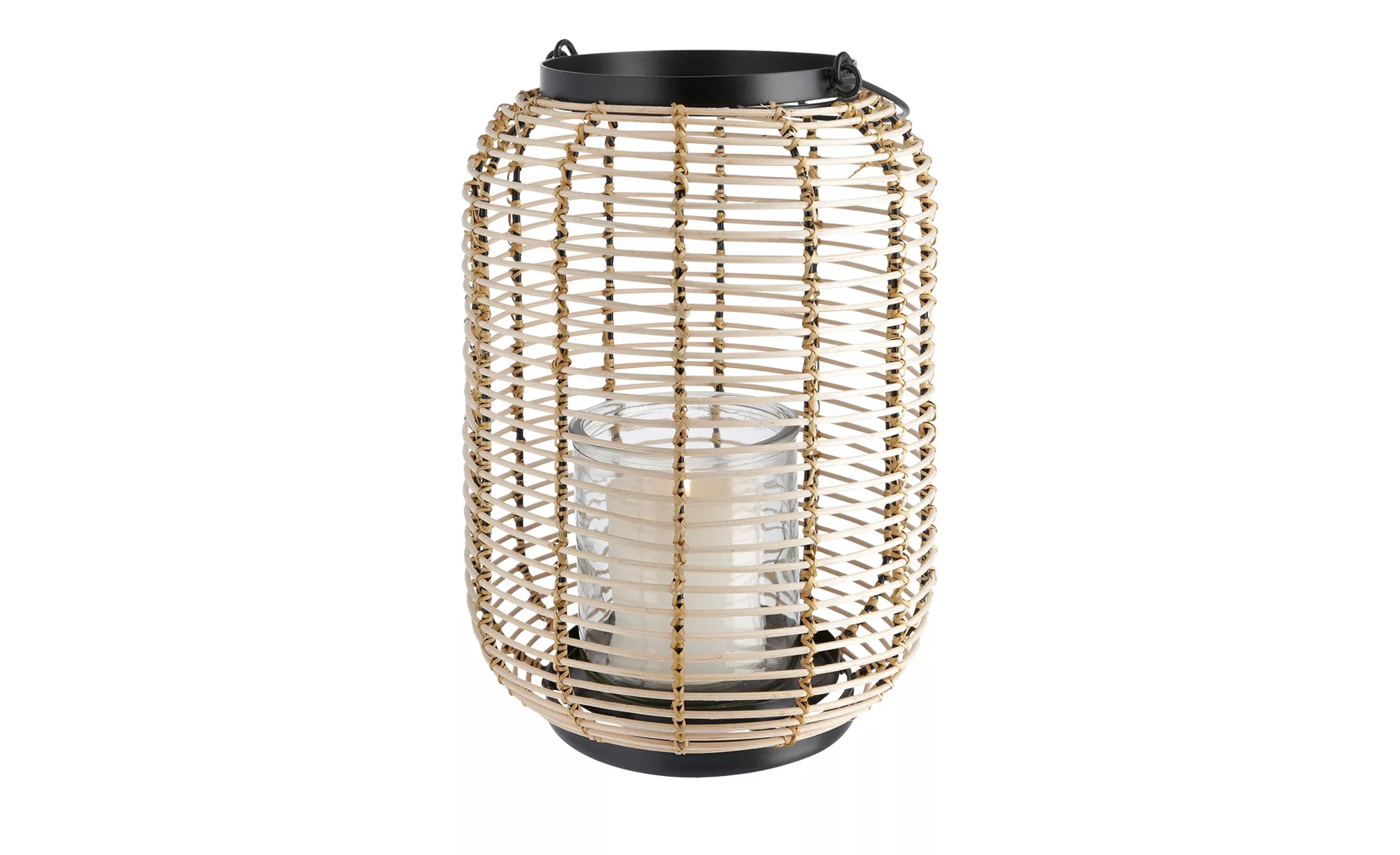 Rattanlaterne   ¦ braun ¦ Rattan,Metall,Glas ¦ Maße (cm): H: 27,94  Ø: 13.9 günstig online kaufen