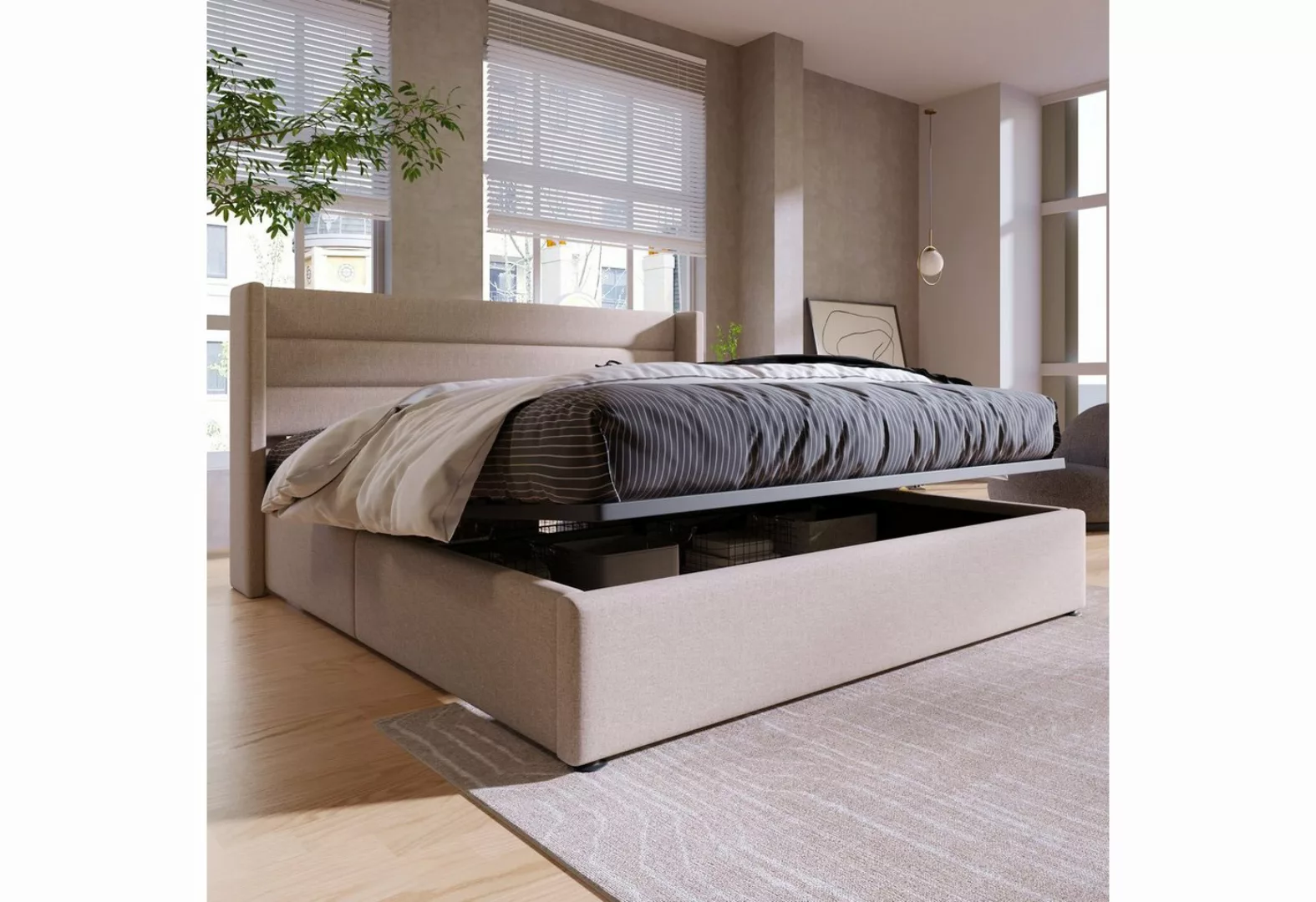 Sweiko Polsterbett (140*200cm), Doppelbett mit Kopfteil und Lattenrost, Sta günstig online kaufen