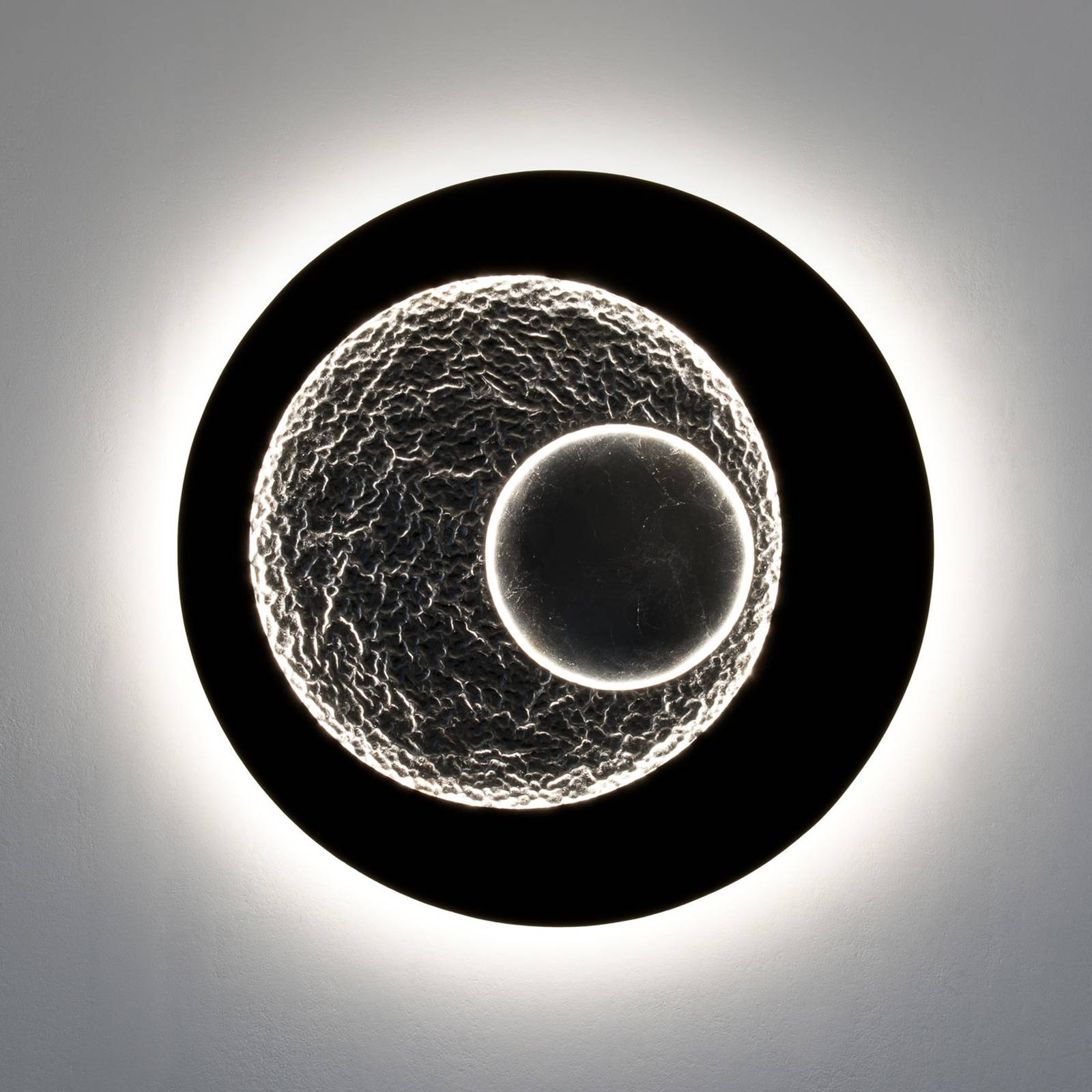 LED-Wandleuchte Urano, braun-schwarz/silber, Ø 85 cm, Eisen günstig online kaufen