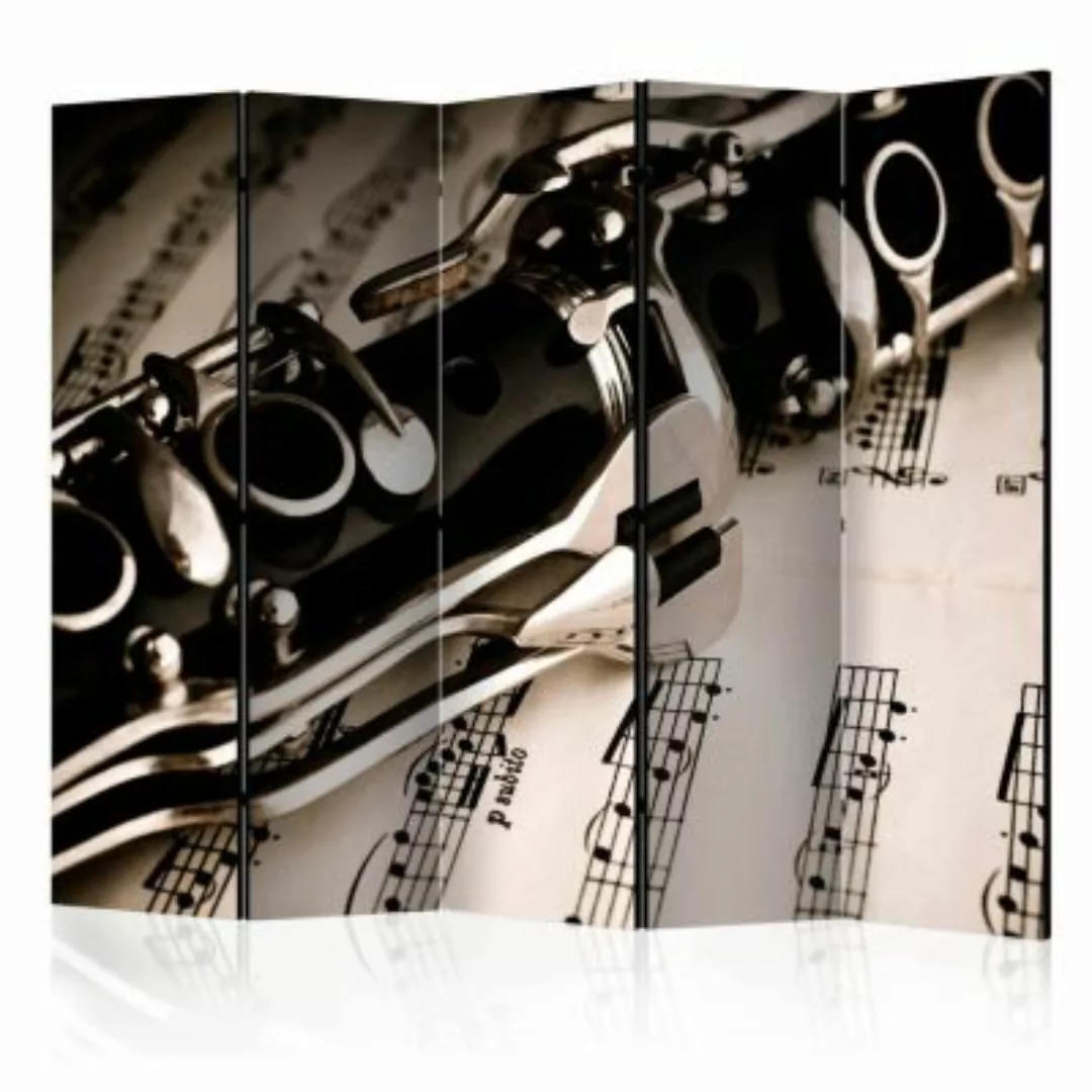 artgeist Paravent Clarinet and music notes II [Room Dividers] sand Gr. 225 günstig online kaufen