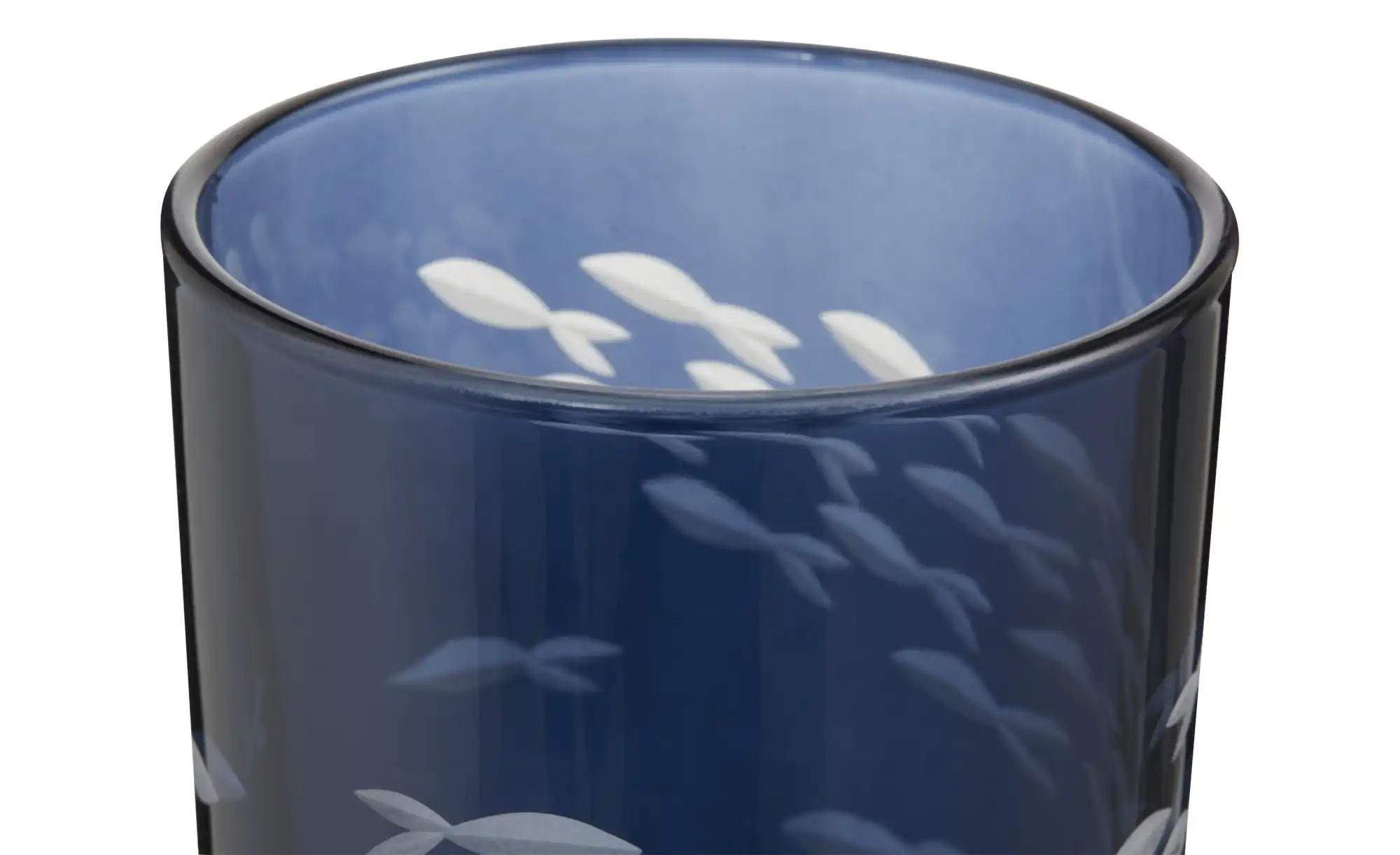 Teelichtglas Fische ¦ blau ¦ Glas ¦ Maße (cm): H: 12,5  Ø: 10 Accessoires > günstig online kaufen