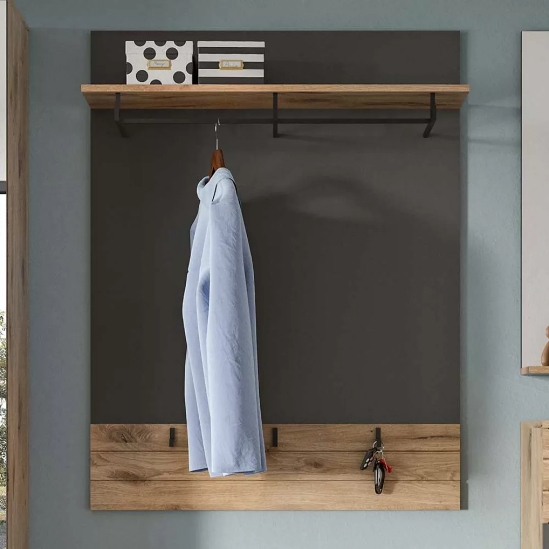 Wandgarderobe in Wildeichefarben und Grau 117 cm hoch - 90 cm breit günstig online kaufen