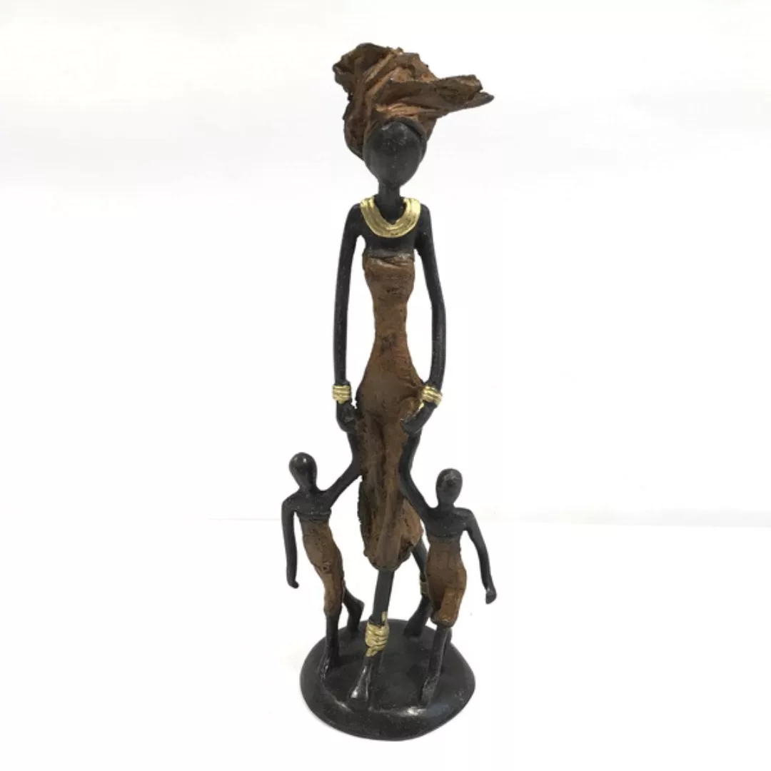 Bronze-skulptur "Frau Mit Kindern" By Issouf | 25 Cm | Unikat | Versch. Far günstig online kaufen